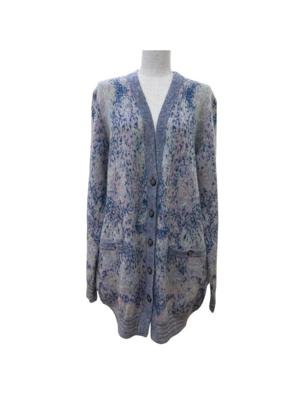Chanel Mohair Coco Button Long Sleeve Knit Cardigan Multicolor 42